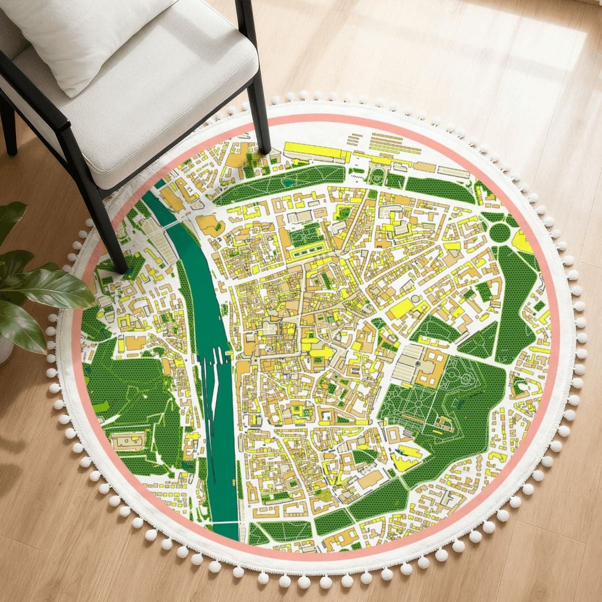 Green city rug detail