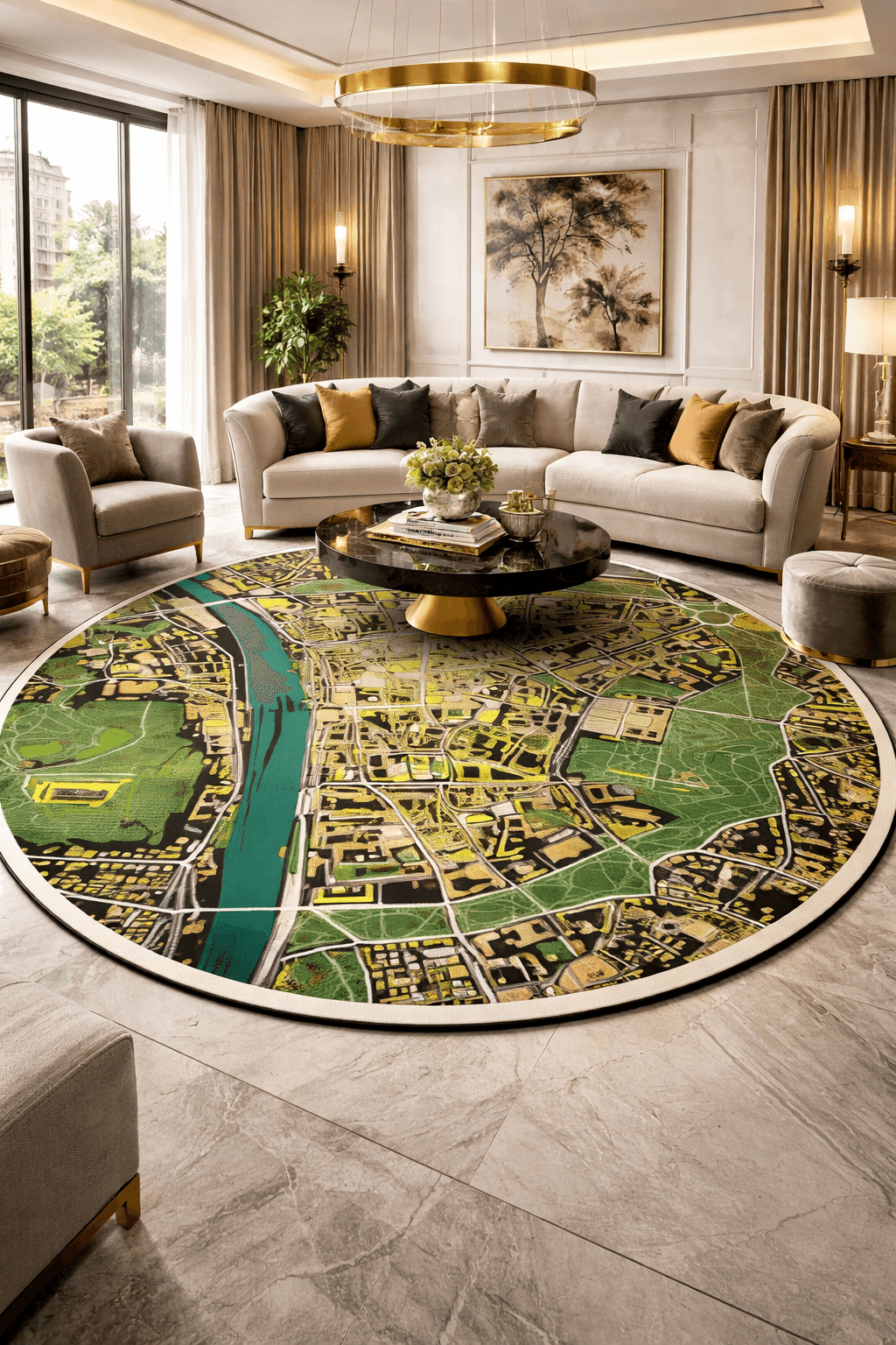 Custom city map rug showcase